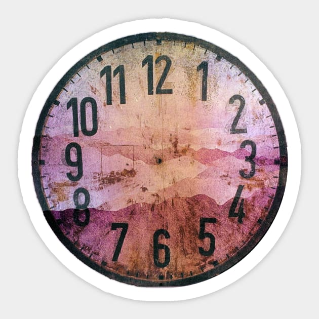 Clock face - Smoky Mountains Grunge Dusky Pink Option Sticker by WesternExposure